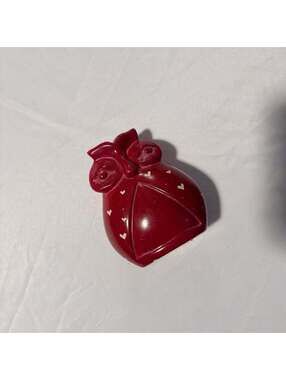 Red Carved Soapstone Owl Figurine w/ White Hearts